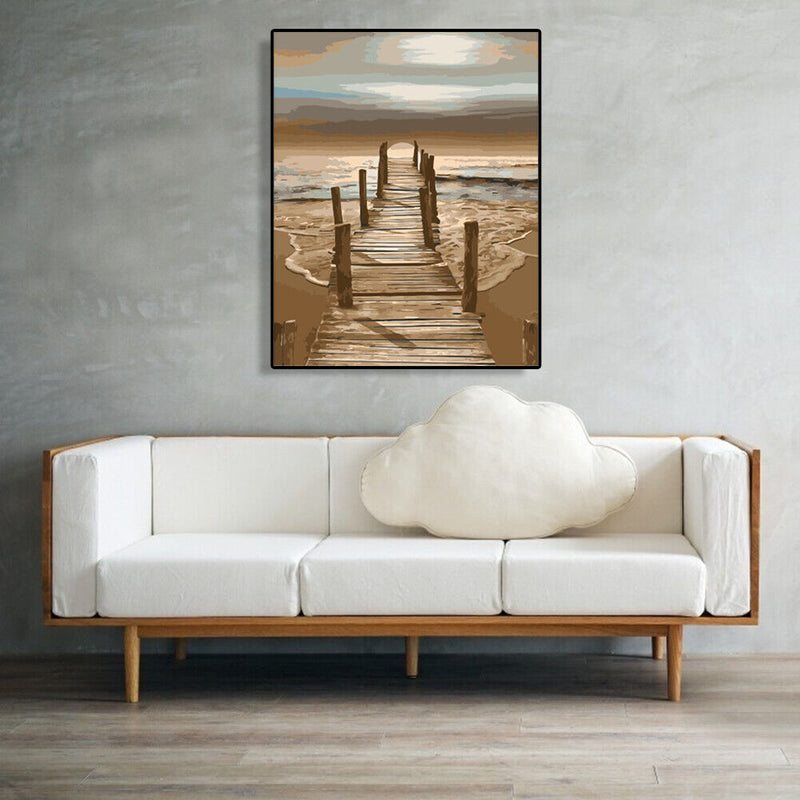 Painting By Numbers DIY Wooden Bridge Hand Painted Canvas Oil Art Picture Kit