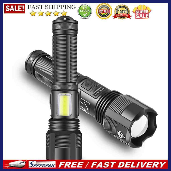 XHP70+COB LED Zoomable Torch 1000lm Waterproof 6 Gears Camping Lamp Flashli