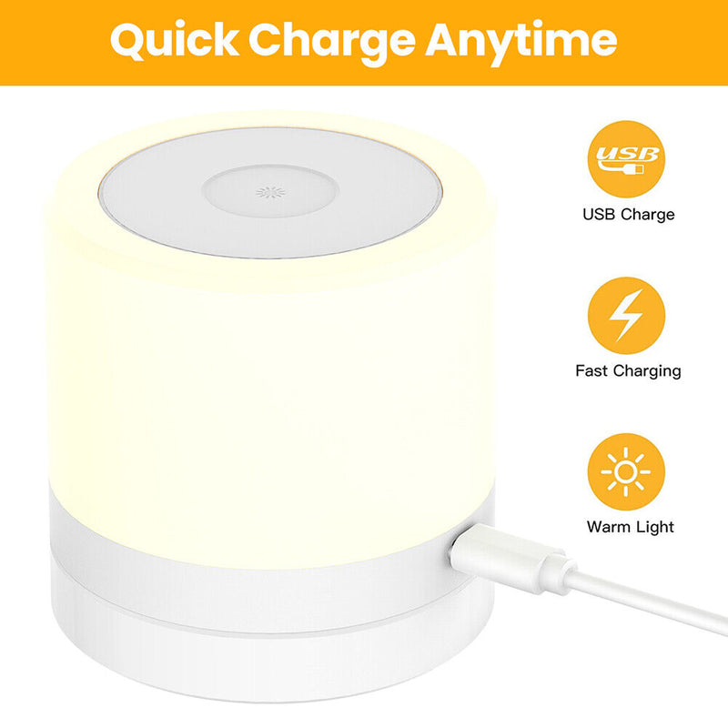 #A 7 Color Changing Table Lamp USB Rechargeable Touch Dimmable RGB Night Lights