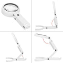 LED Light and Stand Magnifying Glass Foldable Magnifier Handheld with Light