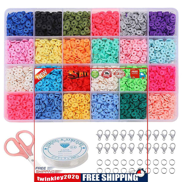 Polymer Clay Beads-Flat Round Spacer Bead DIY Jewelry Necklace Marking Kit