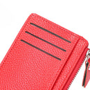 Women Retro Leather Coin Purse Zipper Litchi Pattern Men Card Holder (Red)