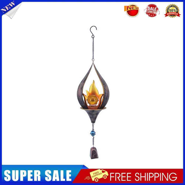 Metal Iron Art Solar Powered Flame LED Lights Hanging Wind Chimes Windows Decor
