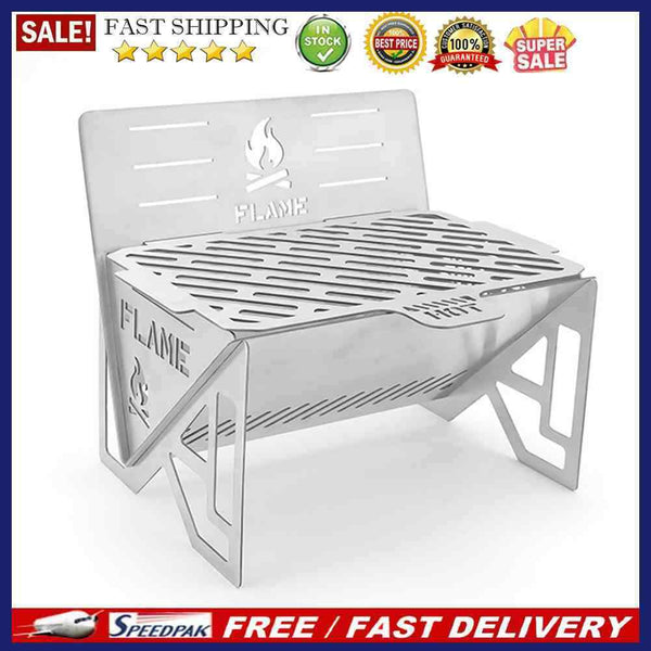 Portable Folding BBQ Grill Stove Outdoor Stainless Steel Barbecue Net Wood Stove
