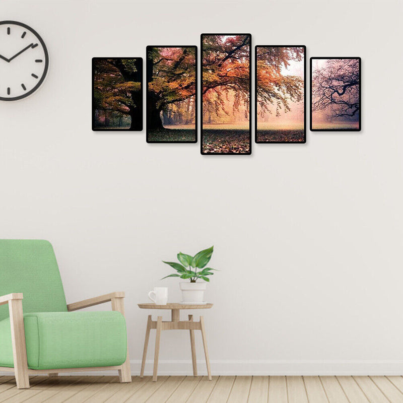 Tree Leaves Printing Oil Picture Polyester Art Drawing for Living Room Hallway