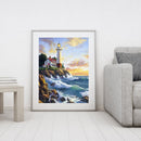 DIY Mosaic Seaside Lighthouse Rhinestone Drawing Full Round Diamond Painting Kit