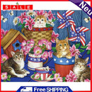 5D DIY Four Kittens Flag Diamond Painting Full Round Drill Rhinestone Art Crafts