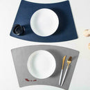 6pcs gray blue 30*50 fan-shaped placemat*1pcs32*32 mat round D1O9