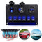 Voltmeter Circuit Breaker Dual USB Port 6 Gang 12V/24V LED Rocker Switch Panel