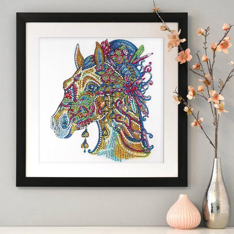 5D DIY Special Shaped Diamond Painting Horse Cross Stitch Kit Home Bedroom Decor