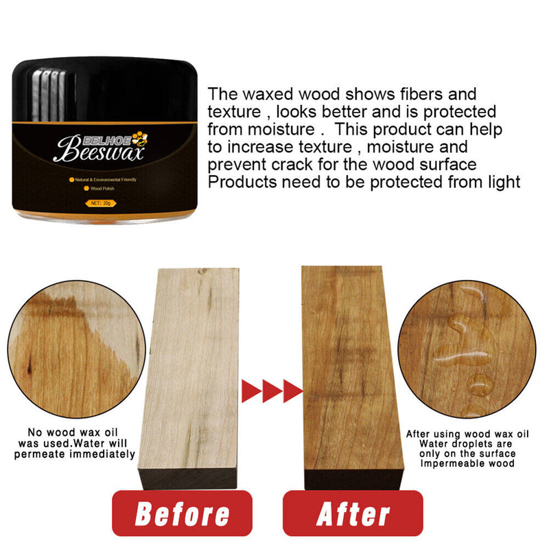 Solid Wood Renovation Beeswax Furniture Care Waterproof Polish Wax (20g)