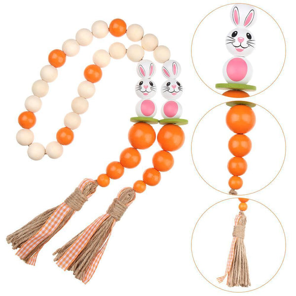 DIY Rabbit Farmhouse Rustic Beads Easter Tassel Easter Wood Beads Tassel