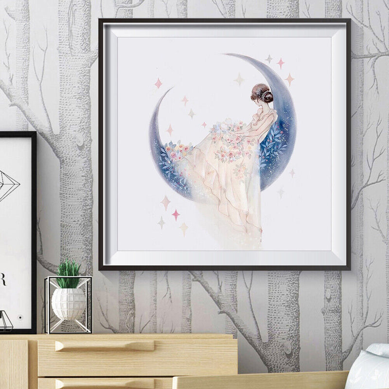 DIY Cartoon Girl Mosaic Drawing Home Decor Round Drill Diamond Painting Kit