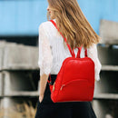 Korean Casual Backpack Women PU Leather Bag Shoulder Bag Girls Handbag(Red)