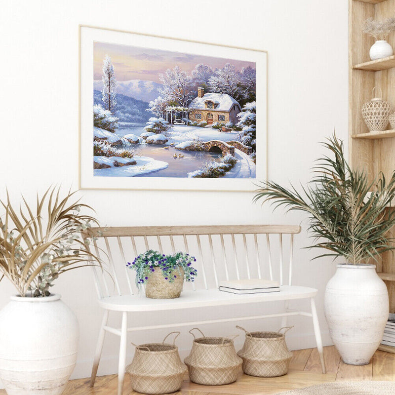 Snow Scene Paint By Numbers Kit DIY Frameless Art Acrylic Picture On Canvas
