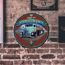 Round Truck Plate Metal Tin Sign for Bar Pub Club Garage Plate Wall Home Decor