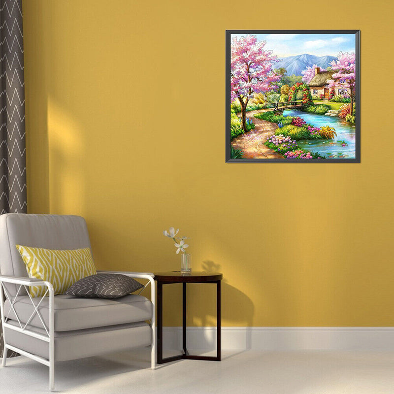 5D DIY Diamond Painting Peach Garden Full Round Drill Mosaic Rhinestone Picture