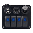 4 Gang Rocker Switch Panel Outlet Combination Switch (Blue Digital Display)