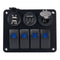 4 Gang Rocker Switch Panel Outlet Combination Switch (Blue Digital Display)