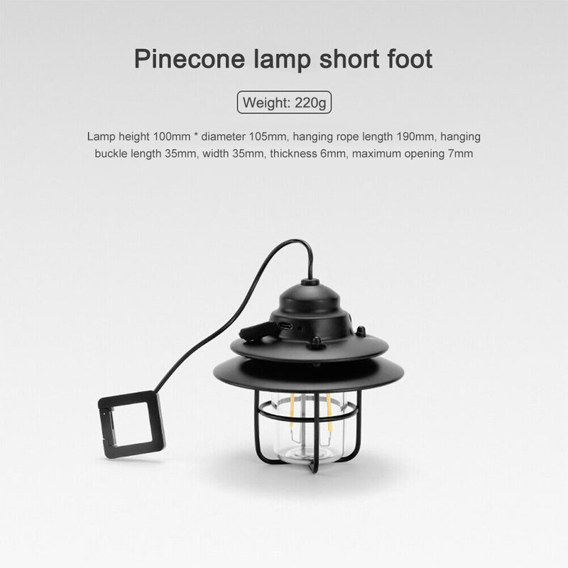 LED Camping Lamp Iron Outdoor Hanging Lantern USB Rechargeable (Short) Newly