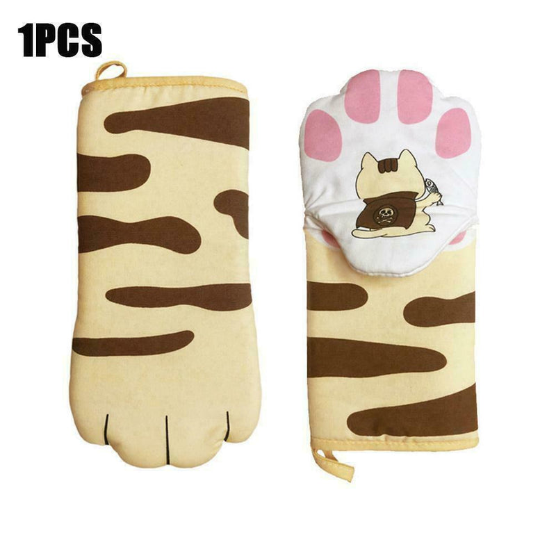1 xCat Paw Oven Mitts Long Baking Insulation Gloves Resistant Heat J8R6