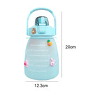 Water Bottle - Cute Belly Bottles Water Jug with Time Marker 1.3L (Green) Newly