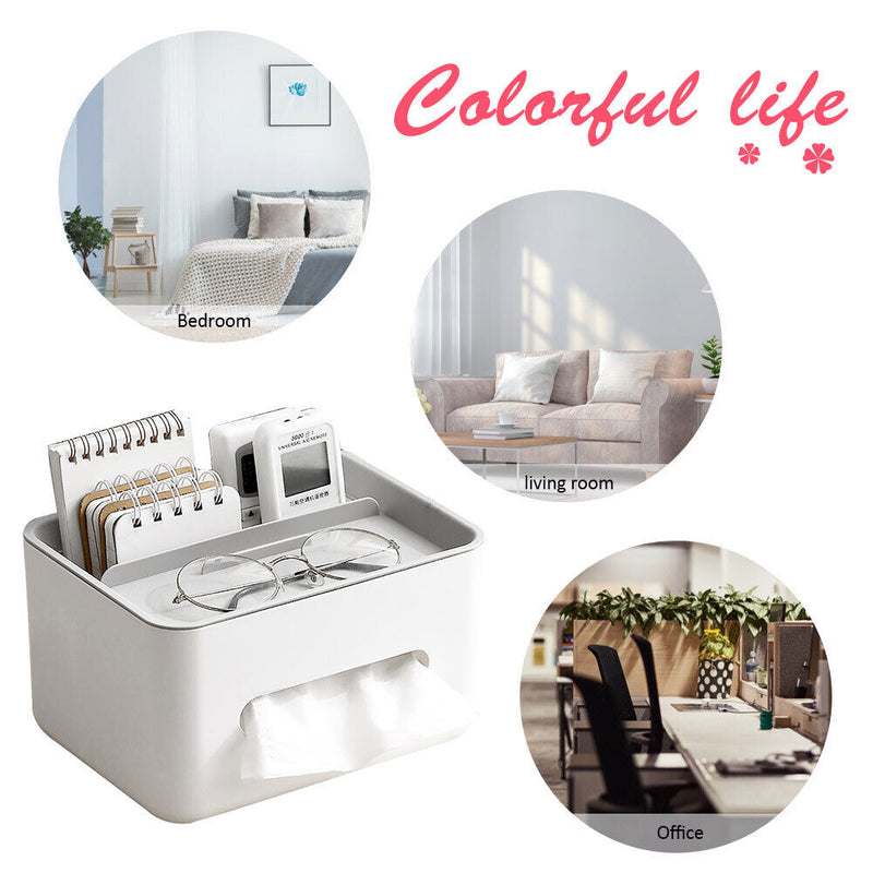 Tissue Box Remote Control Napkin Sundries Case Holder Living Room Desk Organizer