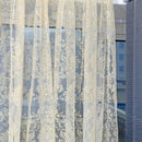 Flocking Floral Tulle Printed Window Door Curtain for Living Room (Beige)