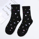 Cotton One Size Women Comfortable Creative Tube Sock Moon Starry Sky