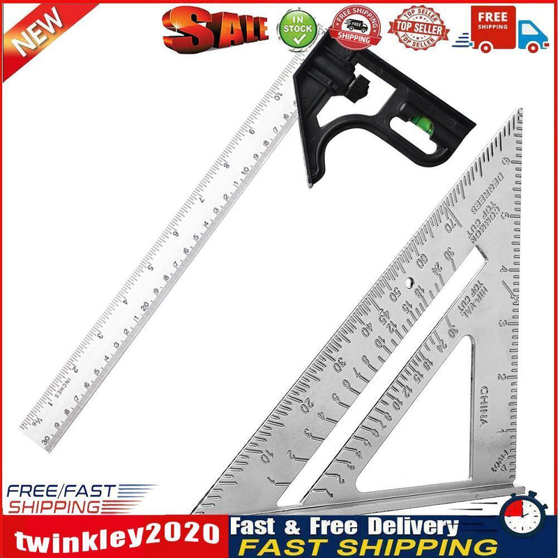 7 inch Metric Triangle Angle Ruler Woodworking Speed Square Protractor Set Newly