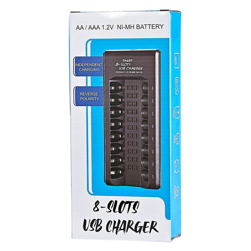 1.2V 8 Slots USB Electric Battery Charger Independent Fast Charging Smart Charge