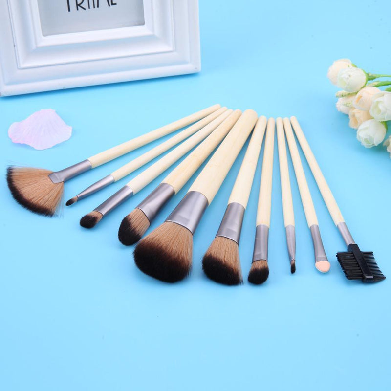 Gowind6 10-Piece Makeup Brush Set with Bamboo Handle for Eyeshadow, Eyelashes,