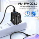18W PD QC3.0 USB Charger USB C Quick Charge 3.0 Wall Charger (UK Black) Newly