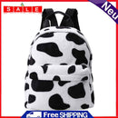 Fashion Winter Fluffy Women Soft Plush Printed Cow Backpack Girls School Bags