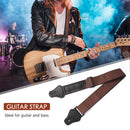 Adjustable Electric Guitar Strap Folk Picks Holder PU Leather Acoustic Bass Belt