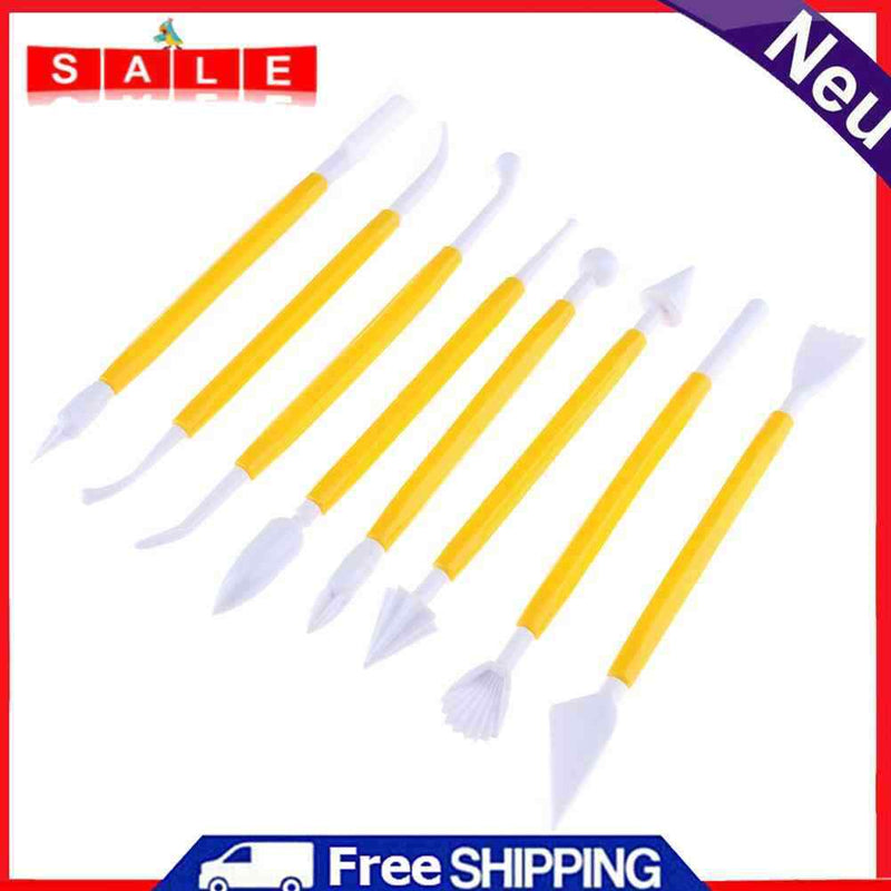 8PC/Set Embossing Double Head Plastic Ceramic Sculpture Clay Tools Fondant Kitchen