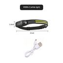 COB LED Headlamp Sensor Headlight Flashlight USB Outdoor Camping Head Lamp