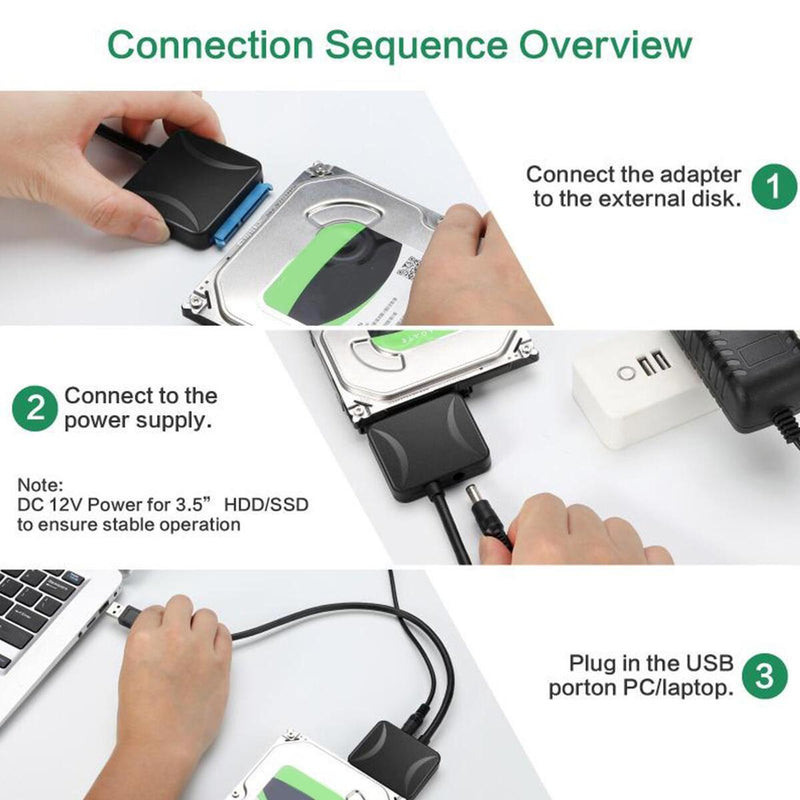 SATA to USB 3.0 Adapter Cable for 3.5/2.5 Inch SSD HDD Hard Drive Disk_
