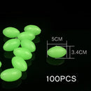 100pcs Hard Luminous Beads Float Balls Fishing Line Stoppers (3.4x5mm Green