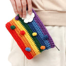 Gift Large Capacity Rainbow Knitted Tote Shoulder Bags Handbag Messenger Bag