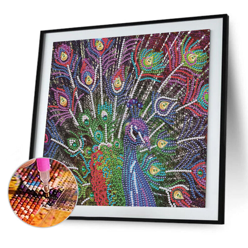 5D Diamond Painting Peacock Partial Special Shape Drill Wall DIY (UP273) Newly