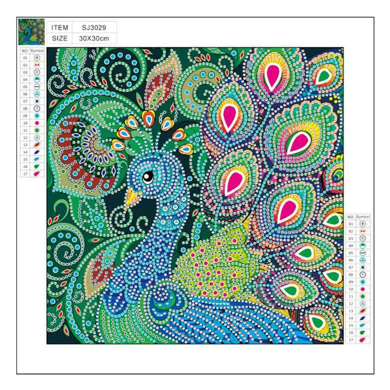 5D DIY Special-shaped Diamond Painting Peacock Cross Stitch Embroidery Kit Newly