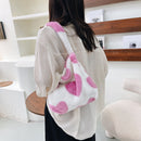 Retro Women Plush Leopard Love Shoulder Bag Autumn Winter Handbags (Heart)