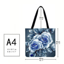 Blue Rose Printed Shoulder Shopping Bag Casual Large Tote Handbag (40*40cm)