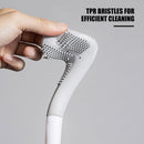 Toilet Brush Wall Mounted & Base 360 Silicone Deep Cleaning Brush (White) Newly