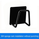 Stainless Steel Sink Sponges Holder Adhesive Drain Drying Rack (Black)