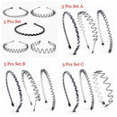 Fashion Wavy Headband Set Casual Headwear Sports Metal Hairband Black Head Hoop