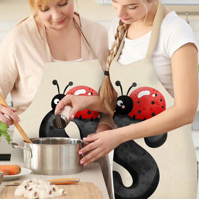 Insect S Print Apron Linen Waterproof Cooking Bibs Home Pinafore (68x55cm)