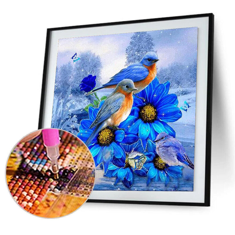 5D Diamond Painting Blue Flower Bird Partial Special Shape Drill DIY Crafts Sets