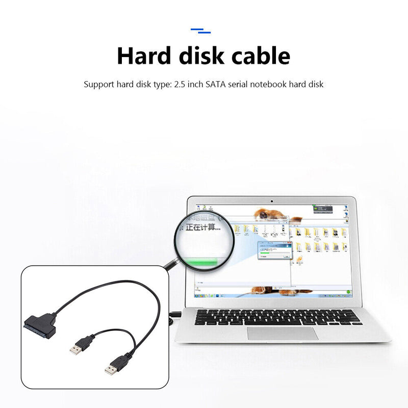 USB 2.0 to SATA 7+15 Pin 22Pin 2.5 inch HDD SSD Hard Drive Adapter Cable